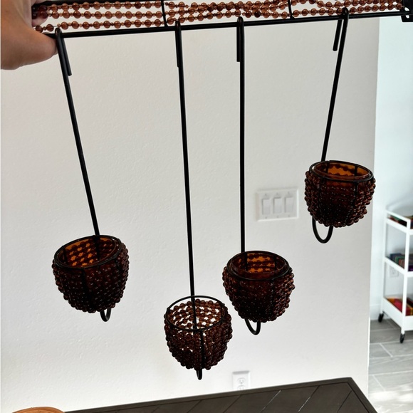 Vintage 70s Vibe Amber Brown Hanging Candle Holders - Picture 1 of 6
